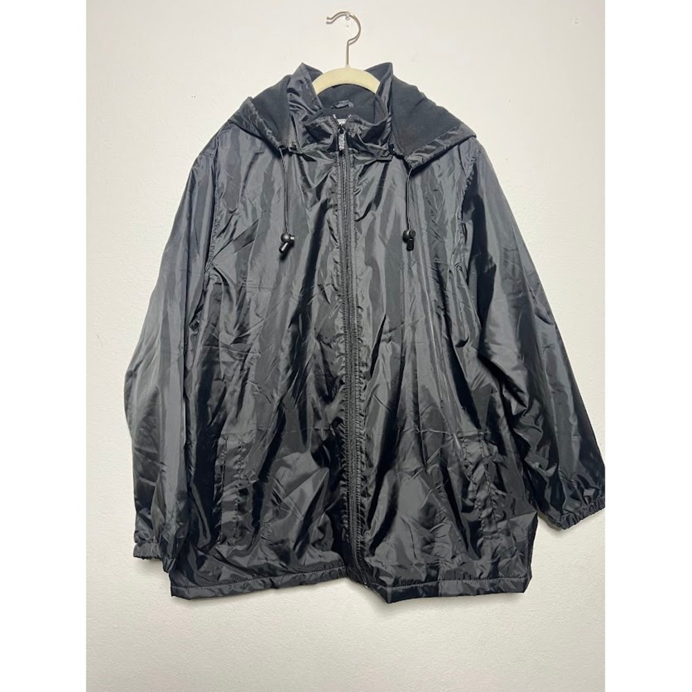 Totes Rain Jacket 2XL Black Womens Gorpcore Fleece Lined Hooded Full Zip Shell